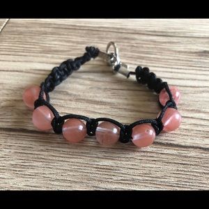 Cherry quartz braided bracelet